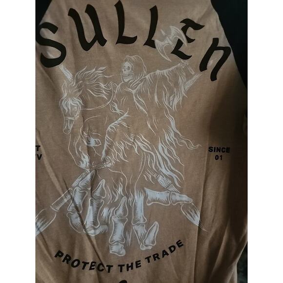 sullen Other - Sullen Raglan Tee Grim Reaper Protect The Trade Small NWT A121 Excellent Tattoo
